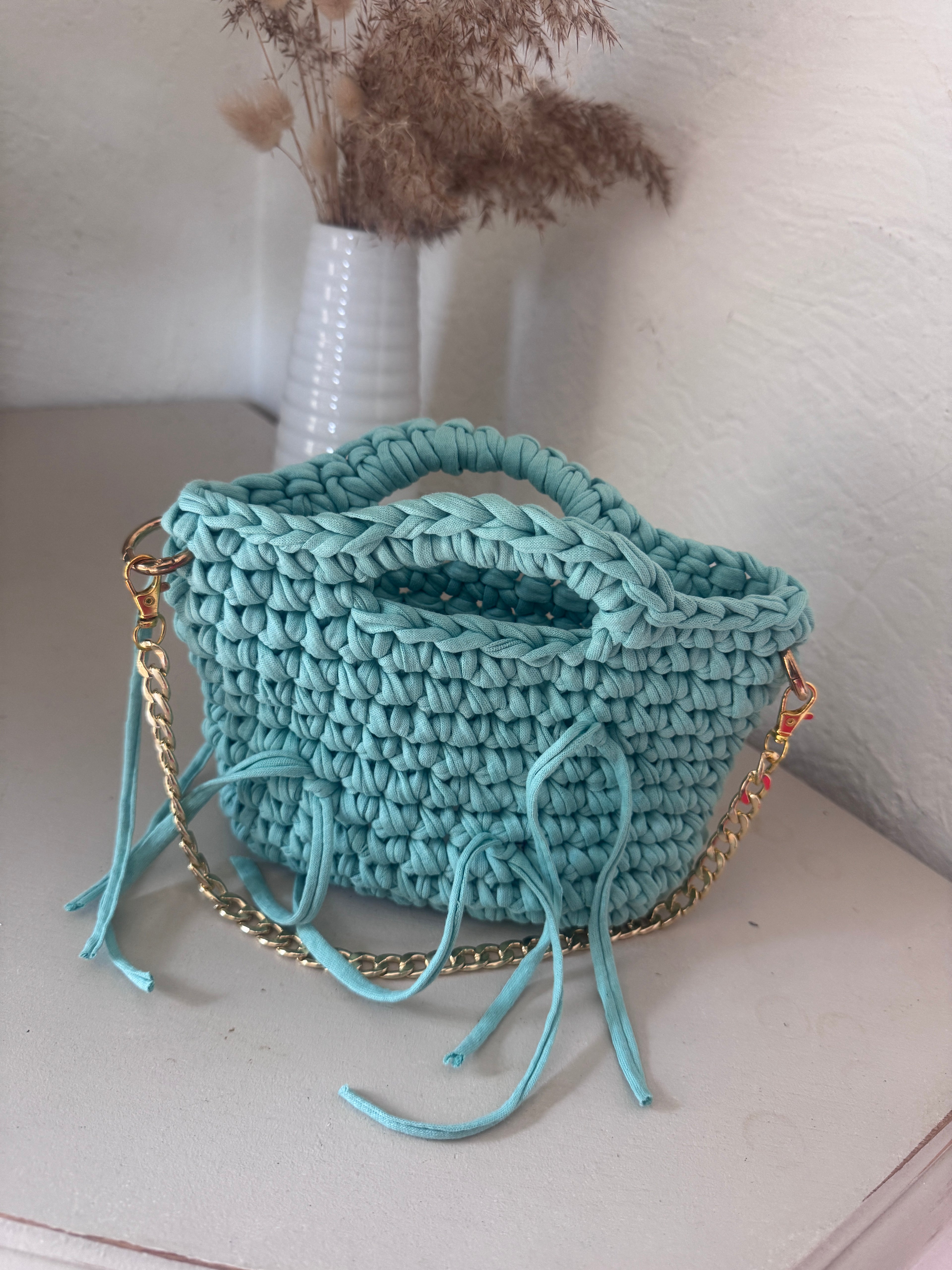 Sac au crochet CALIPSO MINI BLEU À CHAINE