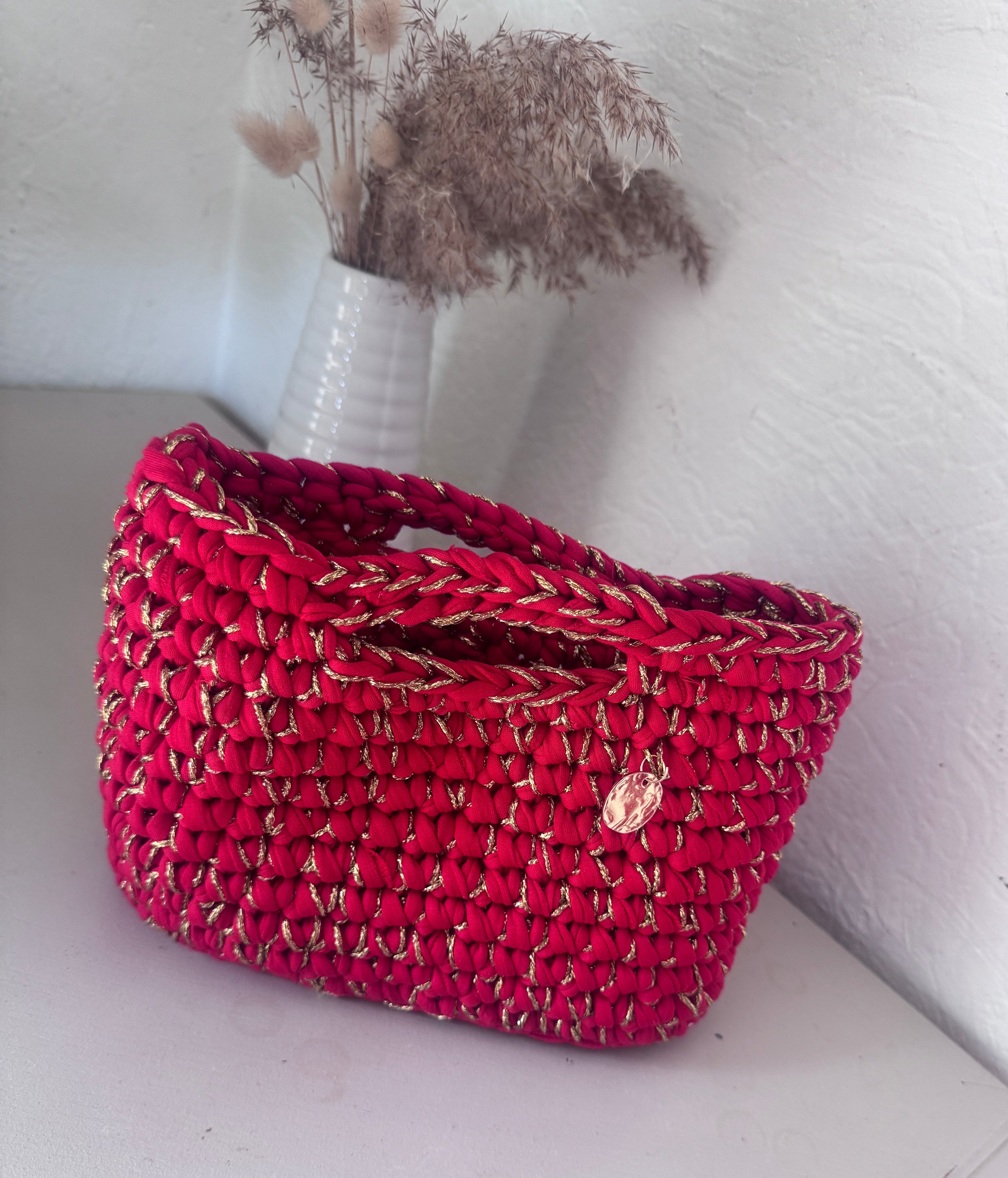 Sac au crochet ONDINE ROUGE OR